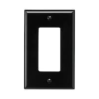 Leviton 0PJ26-749 Decora Rocker Style Switch Midway Nylon Wallplate, 1 Gang, Black Front_Flat