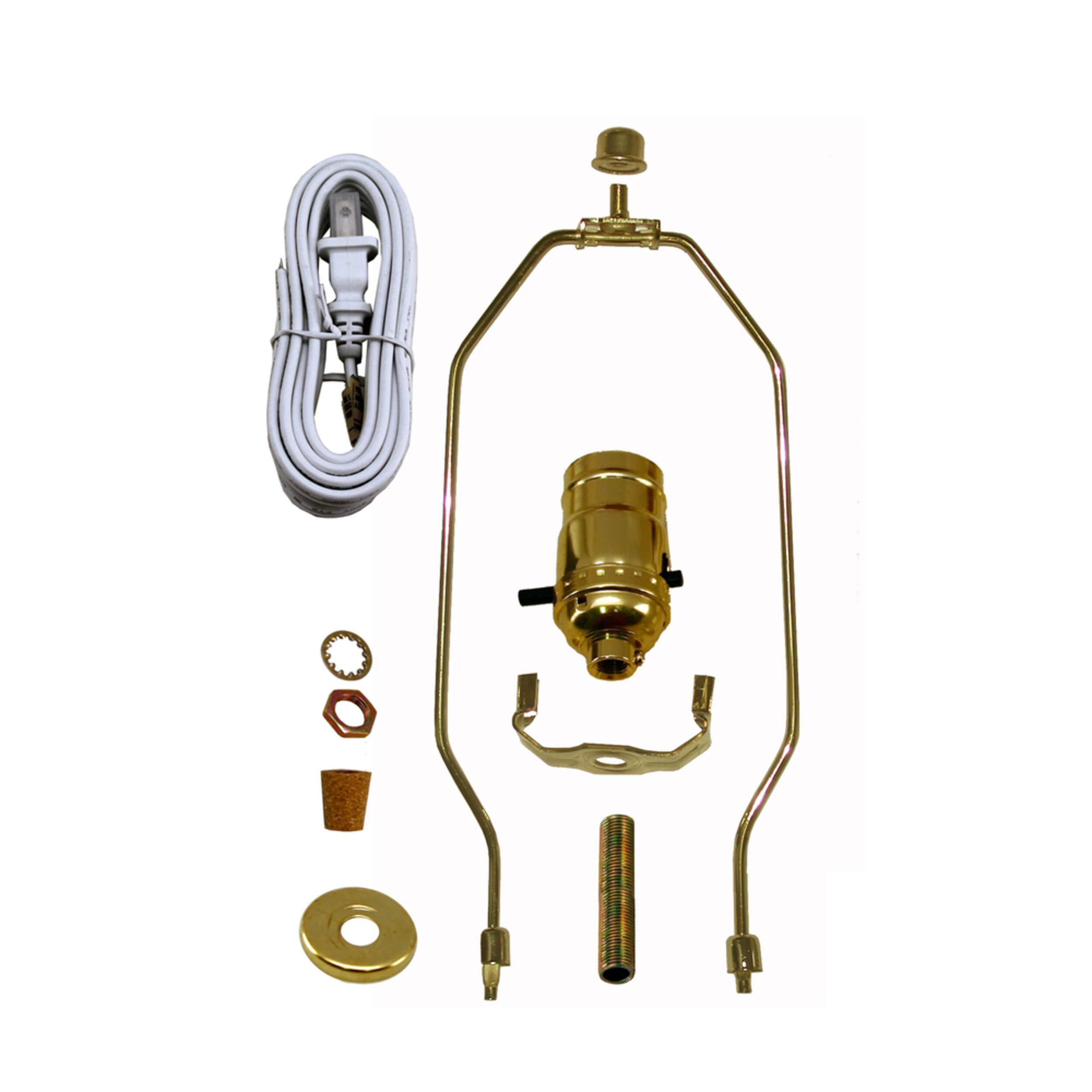 Atron Electro Industries LA801 Lamp Kit with 10-in Harp and 8-ft Cord, White/Brass Composite_or_Mixed