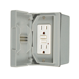 Decorator Weatherproof Outlet Cover Kit with GFCI Front_Angled_Left