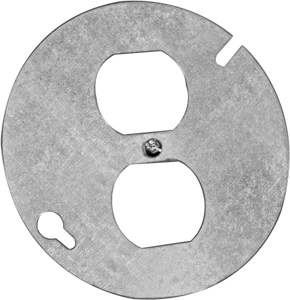 Hubbell 54C65BAR Octagonal Box Cover with Duplex Receptacle, Grey, 4in