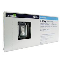 Leviton01453-M22 3-Way AC Toggle Switch, 15A, 120V, Non-Grounding, White, 6-pk