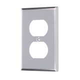 Plaque murale pour interrupteur double, 1 dispositif, acier inoxydable Front_Angled_Left