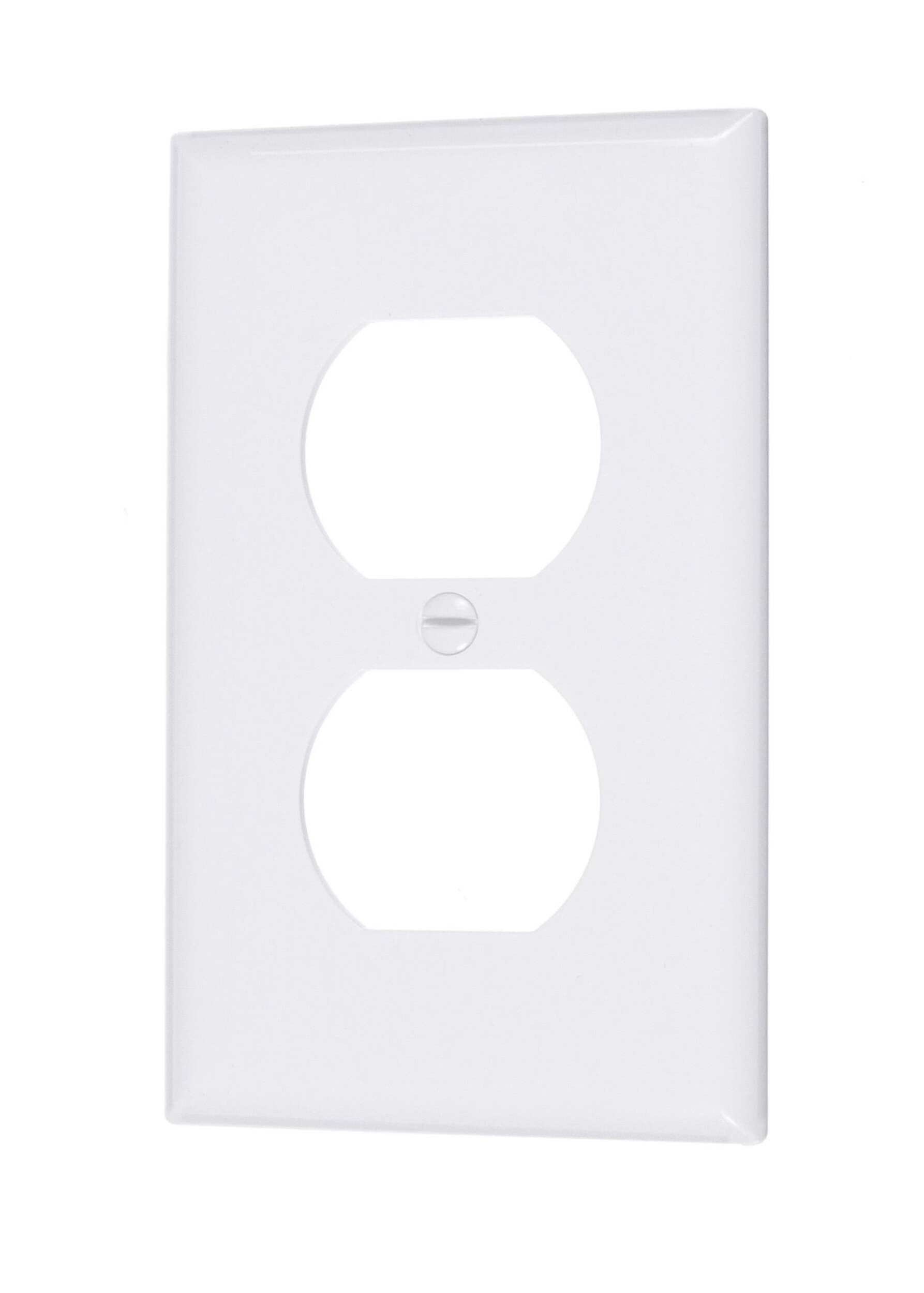 Plaques murales doubles, 1 dispositif, blanc, paq. 10 Front_Angled_Left