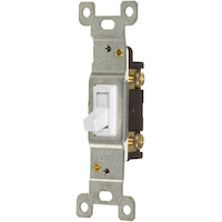 Interrupteur à bascule c.a. unipolaire, 15 A, 120 V, aucune mise à la terre, qualité résidentielle, paq. 10 Front_Angled_Left