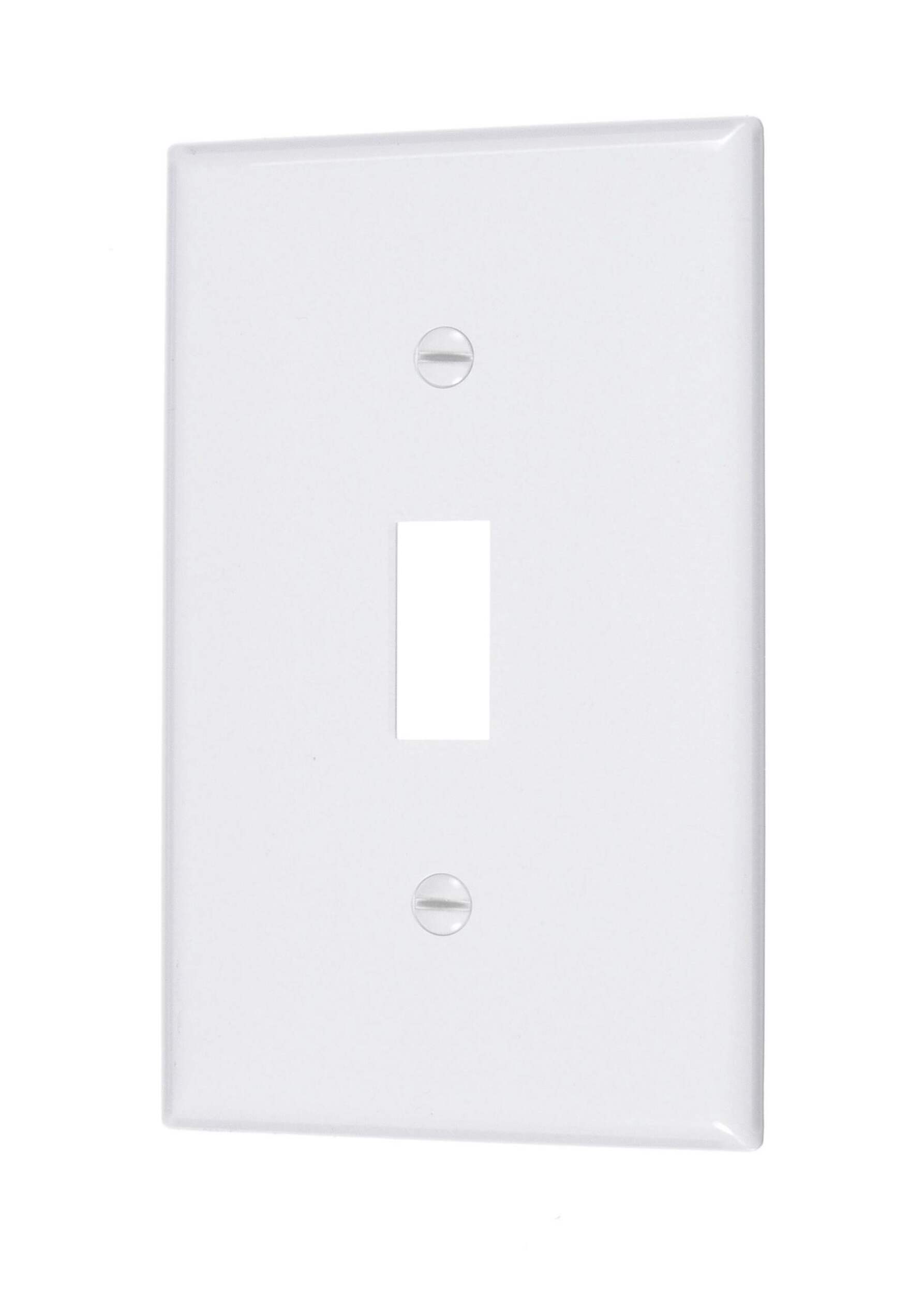 Toggle Style Switch Wall Plate, 1 Gang, White, 10-pk Front_Angled_Left