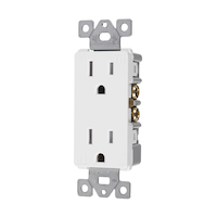 Decor Tamper-Resistant Duplex NEMA 5-15R Outlet, 15A, 125V, Grounding, White, 10-pk Front_Angled_Left