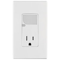 Leviton T6525-742 Decora Tamper Resistant Receptacle with LED Night Guide Light, White Front_Flat