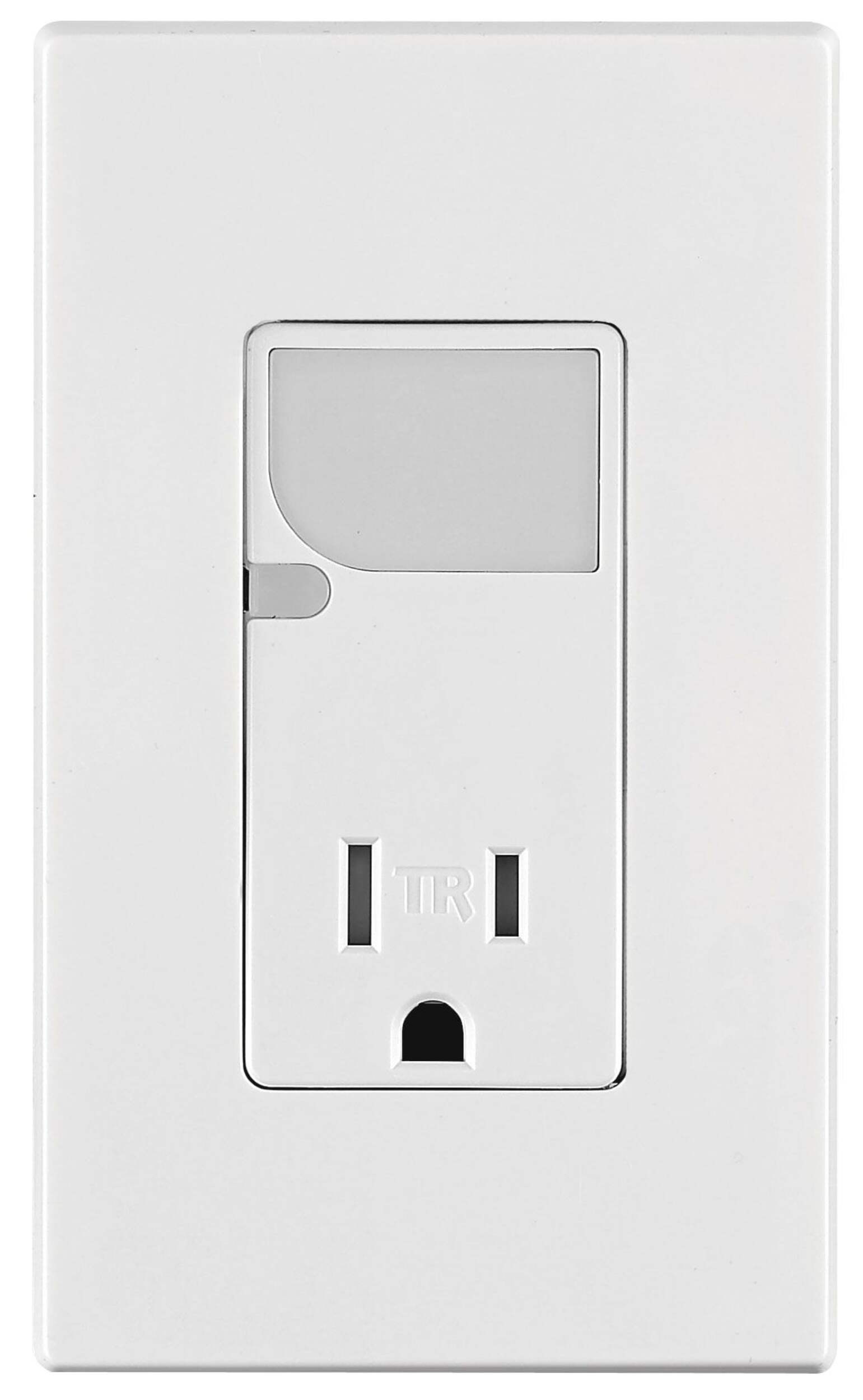 Prise inviolable Leviton T6525-742 Decora avec veilleuse guide à DEL, blanc Front_Flat
