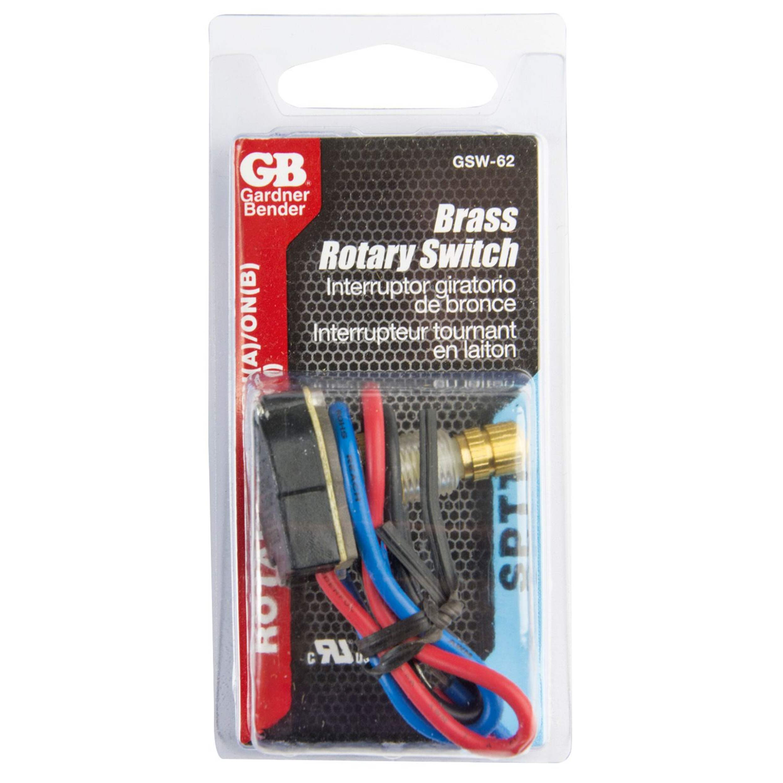GARDNER BENDER GSW-62 Brass Rotary Triple Throw Switch, SPST, 2 Pole Front_Flat