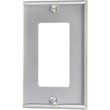 Decorator Rocker Style Switch Wallplate, 1 Gang, Stainless Steel Front_Angled_Left