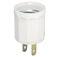 Leviton 00061-727 Receptacle to Lampholder Adapter Plug, 660W, 125V, Non Grounded, Residential Grade, White Front_Elevated