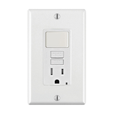 Leviton GFSW1-772 Switch and Tamper Resistant GFCI Receptacle, 15A, 125V, Self-Grounding Clip, White Front_Flat