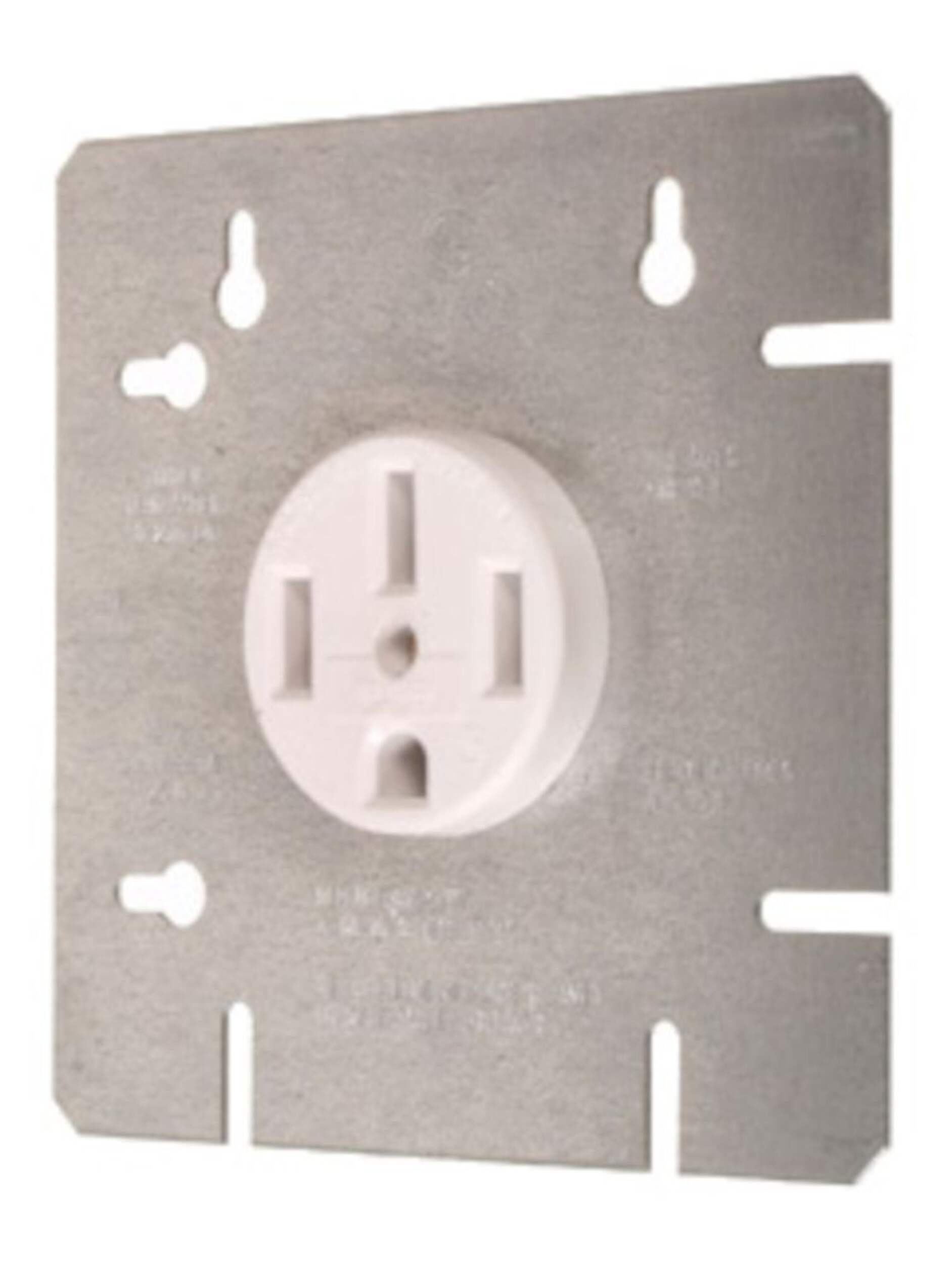 Prise encastrée pour cuisinière NEMA 14-50R, 50 A, 125/250 V, mise à la terre, qualité industrielle, blanc Front_Angled_Left