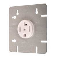 Prise encastrée pour sécheuse NEMA 14-30R, 30 A, 125/250 V, mise à la terre, qualité industrielle, blanc