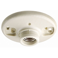 Leviton 49875-740 Medium Base Outlet Box Mount Incandescent Lampholder, Keyless, 660W, 250V, White Front_Elevated