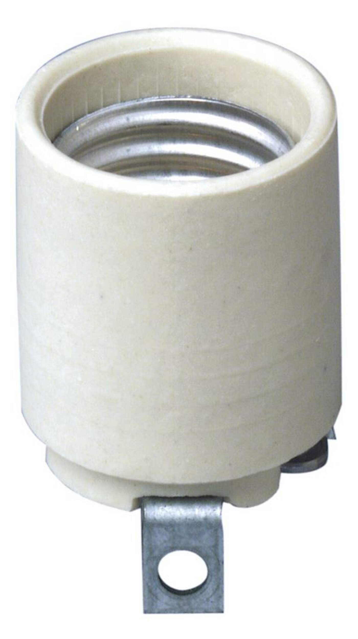 Leviton 03152-739 Medium Base Unglazed Porcelain Lampholder Socket, Keyless, 660W, 250V, White Front_Elevated