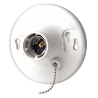 Leviton 08827-742 Medium Base Urea Outlet Box Mount Incandescent Lampholder, Pull Chain, 660W, 250V, White