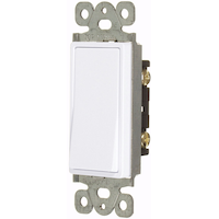 Interrupteur c.a. unipolaire Decorator, 15 A, 120/277 V, mise à la terre, qualité résidentielle, blanc, paq. 10 Front_Angled_Left