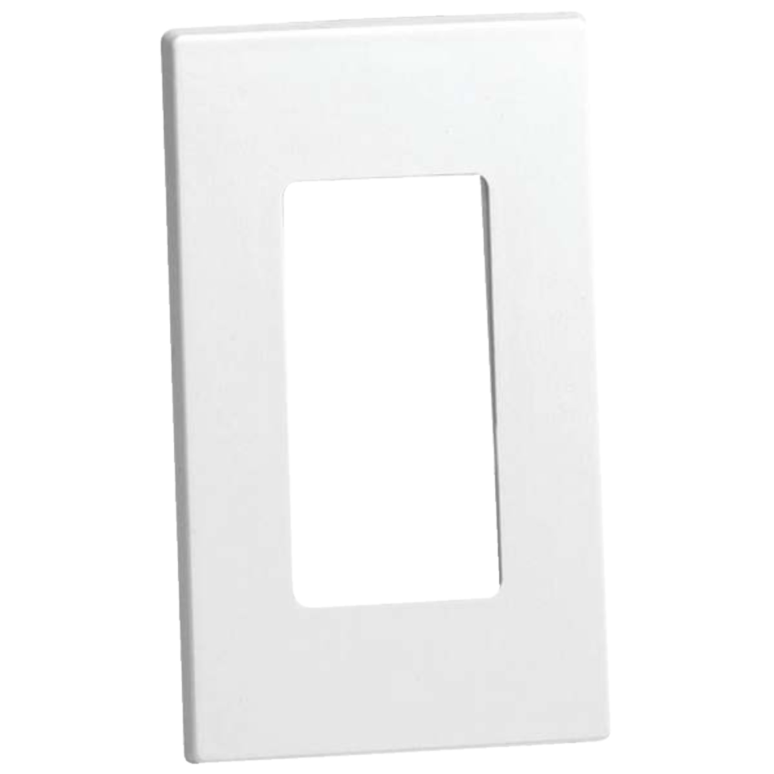 Plaque encliquetable sans vis Leviton 80301-0SW Decora sans vis, 1 dispositif, blanc Front_Angled_Right