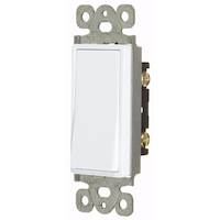 3-Way LED Illuminated Rocker Switch, 15A, 120/277V, Non-Grounding, Residential Grade, White Front_Angled_Left