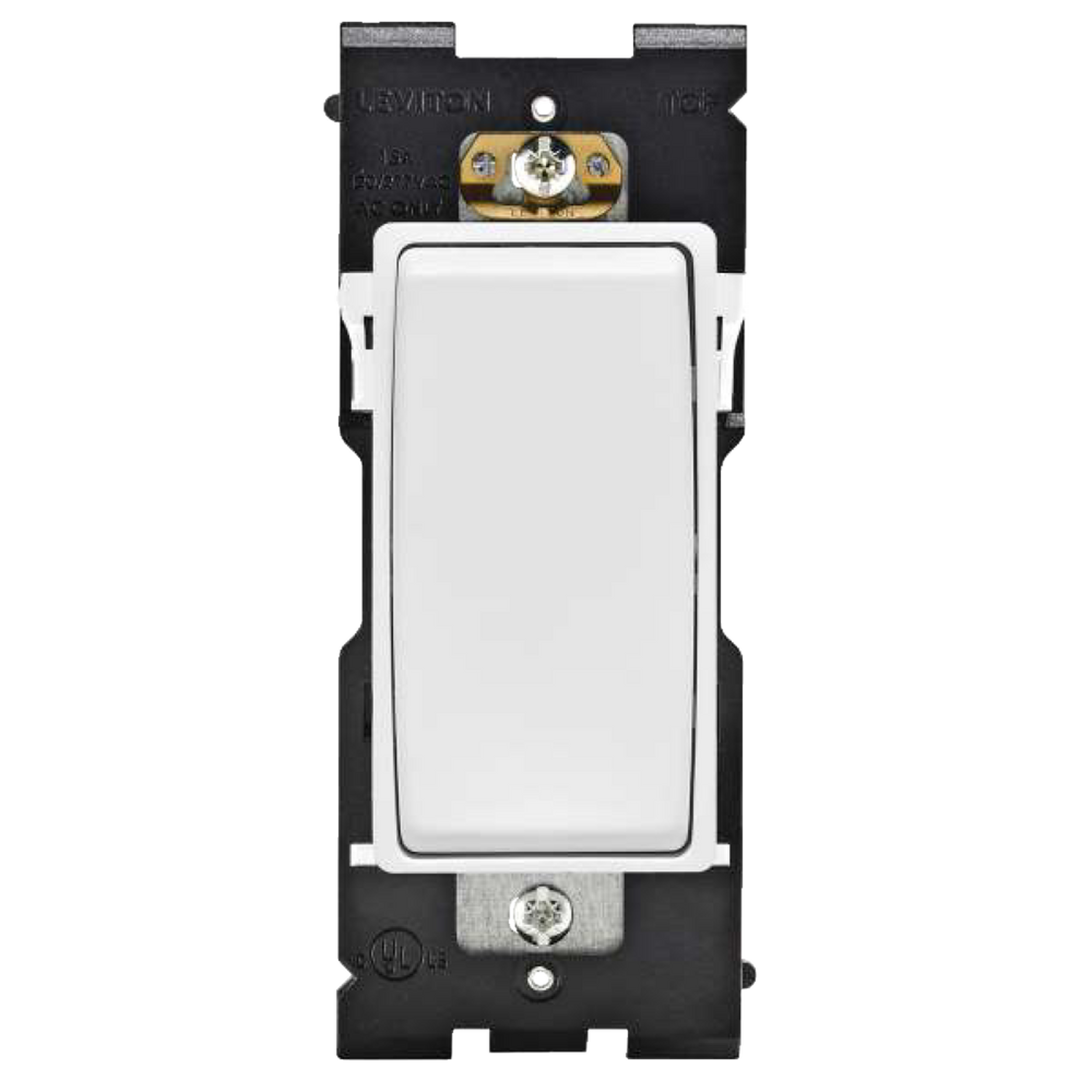 Leviton RE151-742 Renu Single-Pole Switch with Self-Grounding Wiring, 15A, 120/277V, White, Wallplate not Included Front_Flat