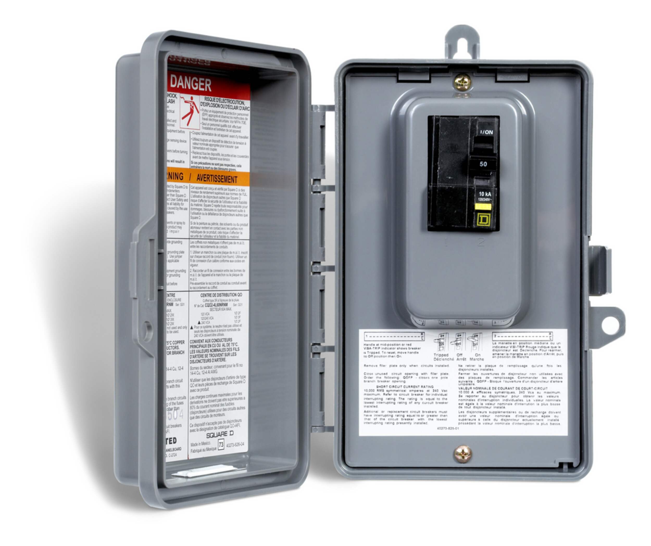 Square D Tub/Pool/Spa Circuit Breaker Load Centre, 50A, 240V Front_Flat