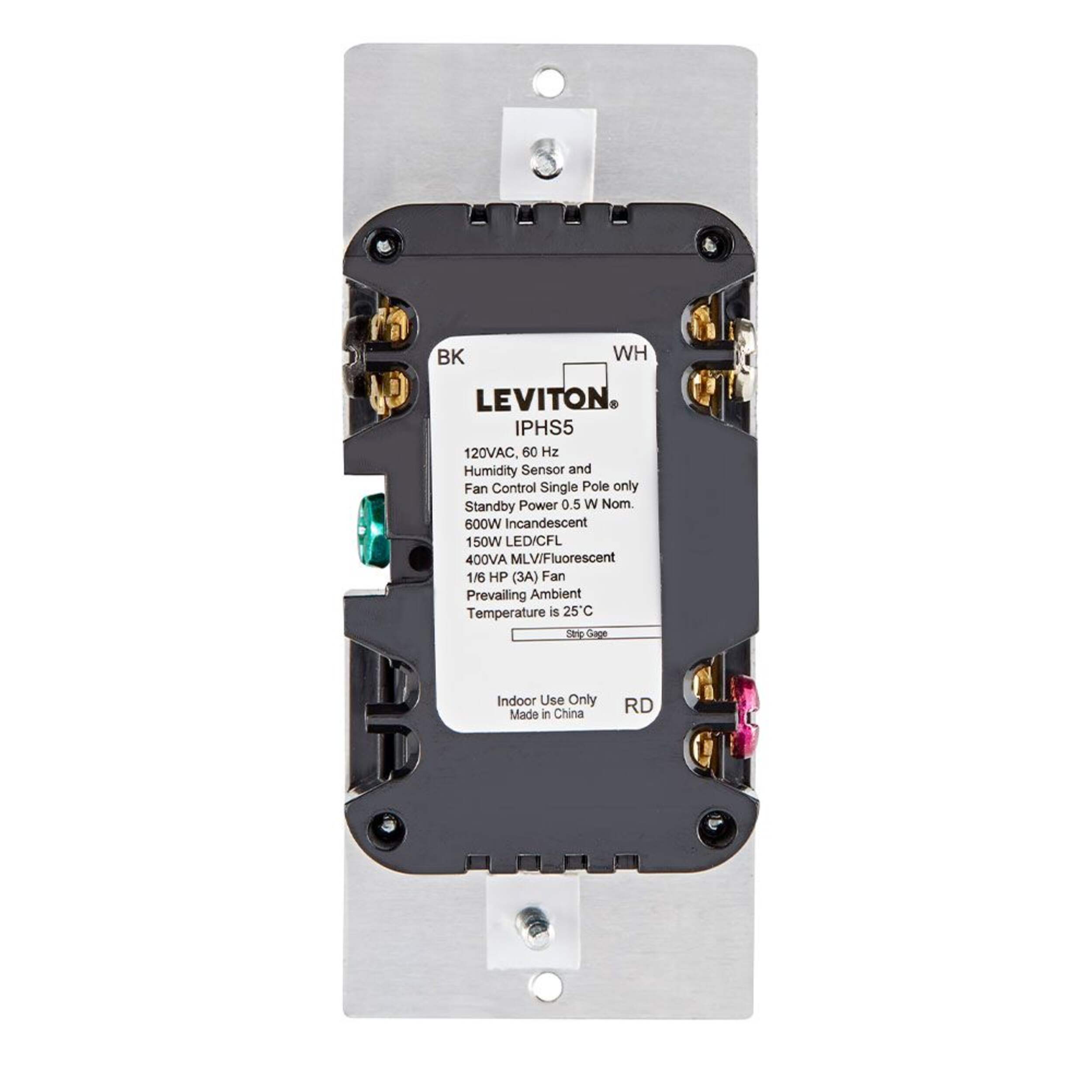 Leviton IPHS5742 Decora InWall Humidity Sensor and Fan Control