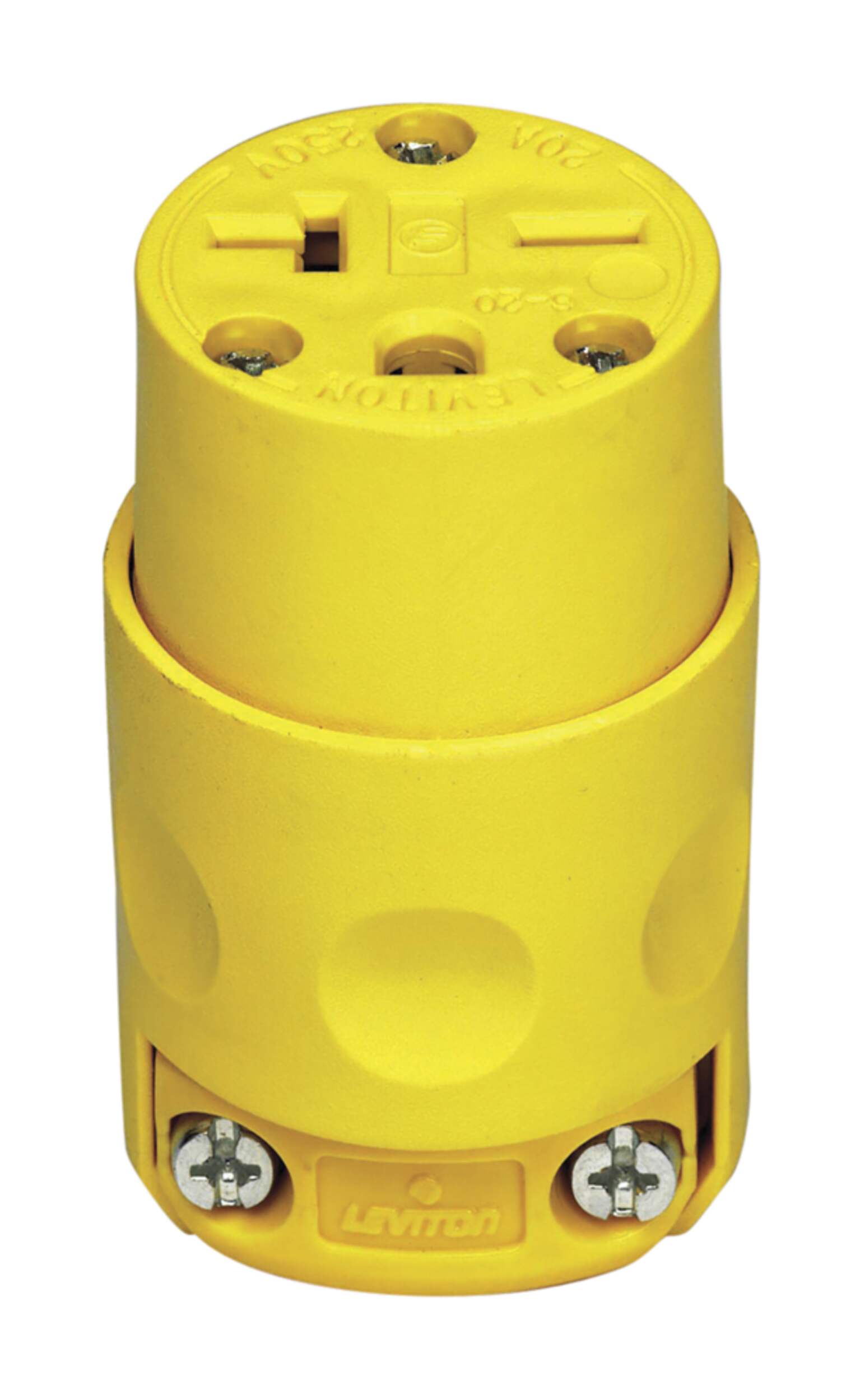Connecteur standard Leviton 620PV-735 NEMA 6-20R, 20 A, 250 V, mise à la terre, jaune Front_Elevated