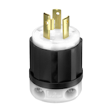 Prise de verrouillage industriel Leviton 02621-750, 30 A, 250 V, mise à la terre, noir/blanc Front_Elevated
