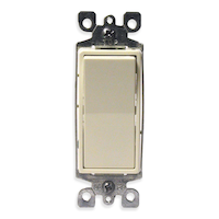 Leviton 05603-767 Decora 3-Way Rocker AC Quiet Switch, 15A, 120/277V, Residential Grade, Ivory Front_Flat