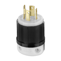 Leviton 02711-749 Industrial Locking Plug, 30 Amp, 125/250 Volt, Grounding, Black/White