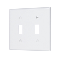 Plaque murale pour interrupteur à bascule en nylon, taille intermédiaire, 2 dispositifs, blanc
