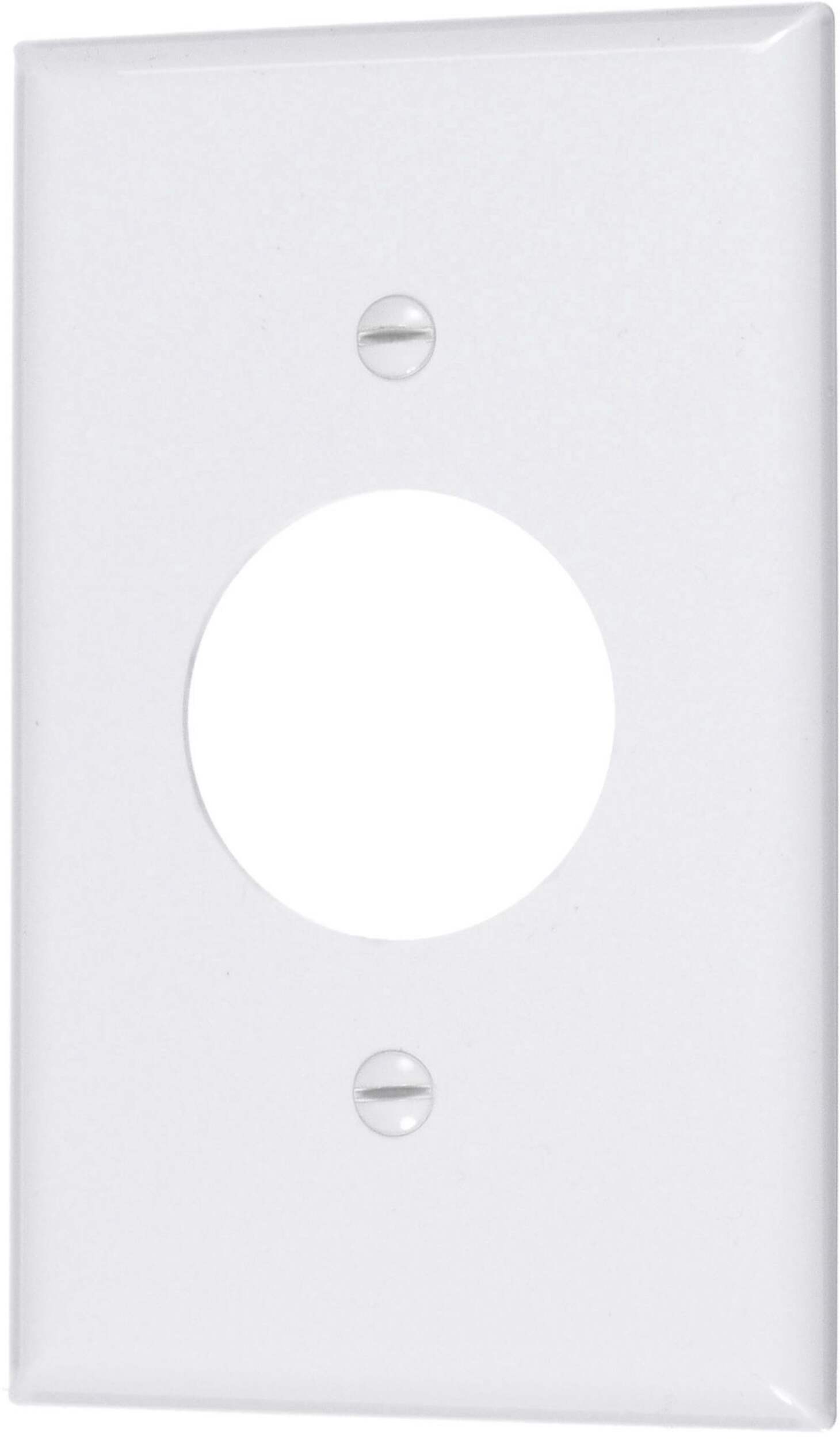 Midway Nylon Receptacle Wallplate, 1 Gang, White Front_Angled_Left