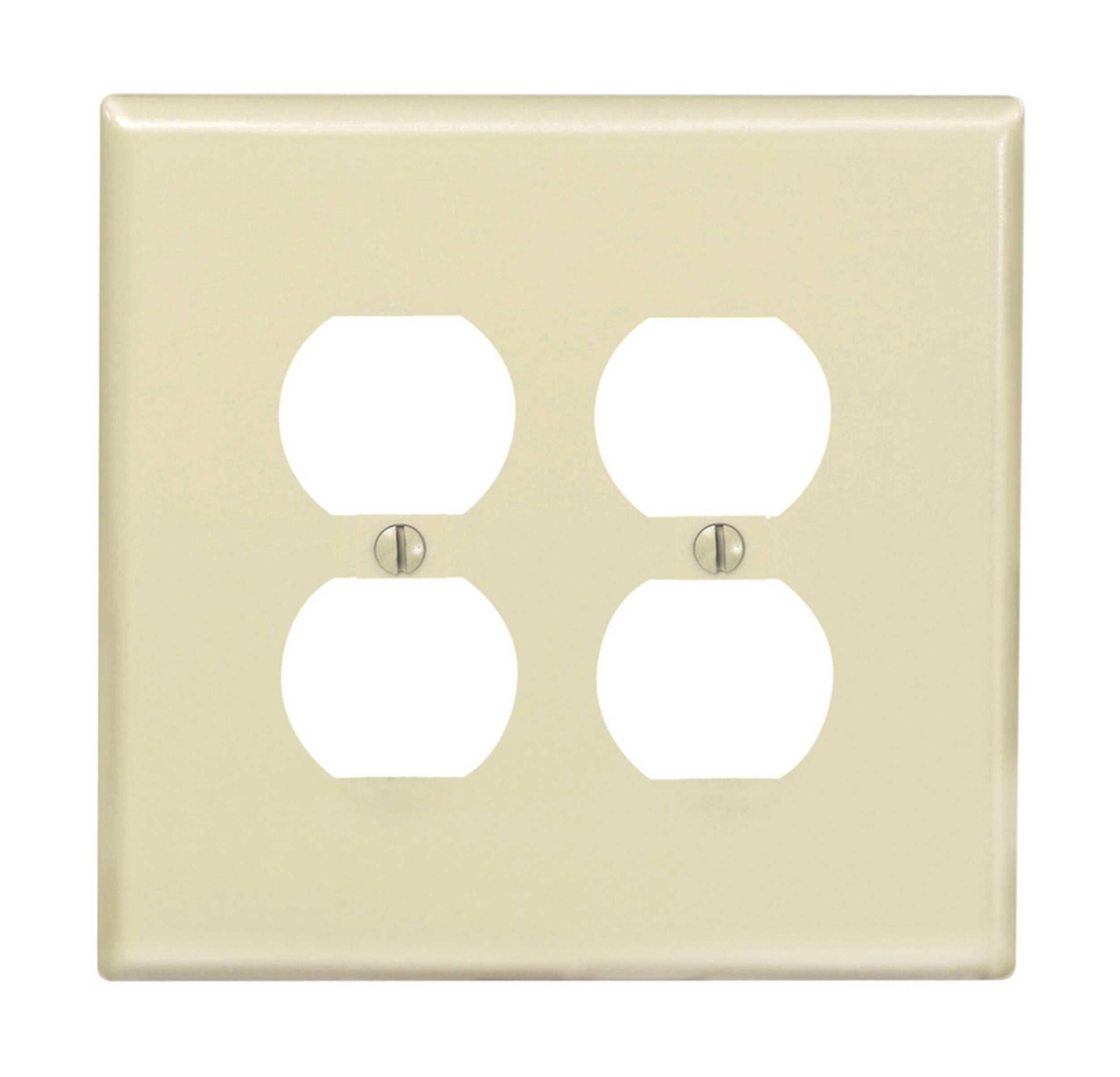 Leviton 0PJ82-741 Midway Nylon Duplex Receptacle Wallplate, 2 Gang, Ivory Front_Flat