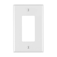 Leviton 0PJ26-742 Decora Rocker Style Switch Midway Nylon Wallplate, 1 Gang, White Front_Flat