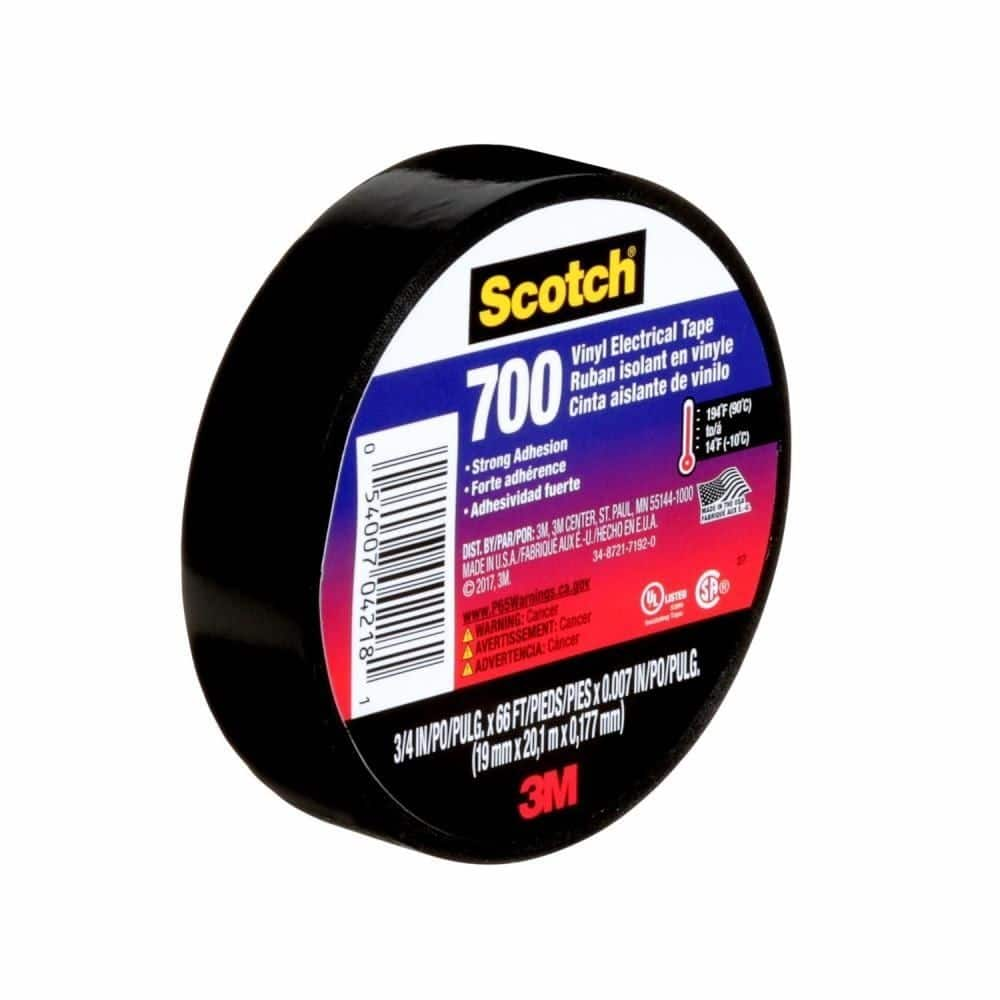 3M Scotch 700 Commercial Grade Vinyl Electrical Tape, Black, 3/4-in x ...