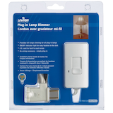 Leviton TBL03-722 Plug-In Lamp Dimmer with 6' Cord, White Front_Flat