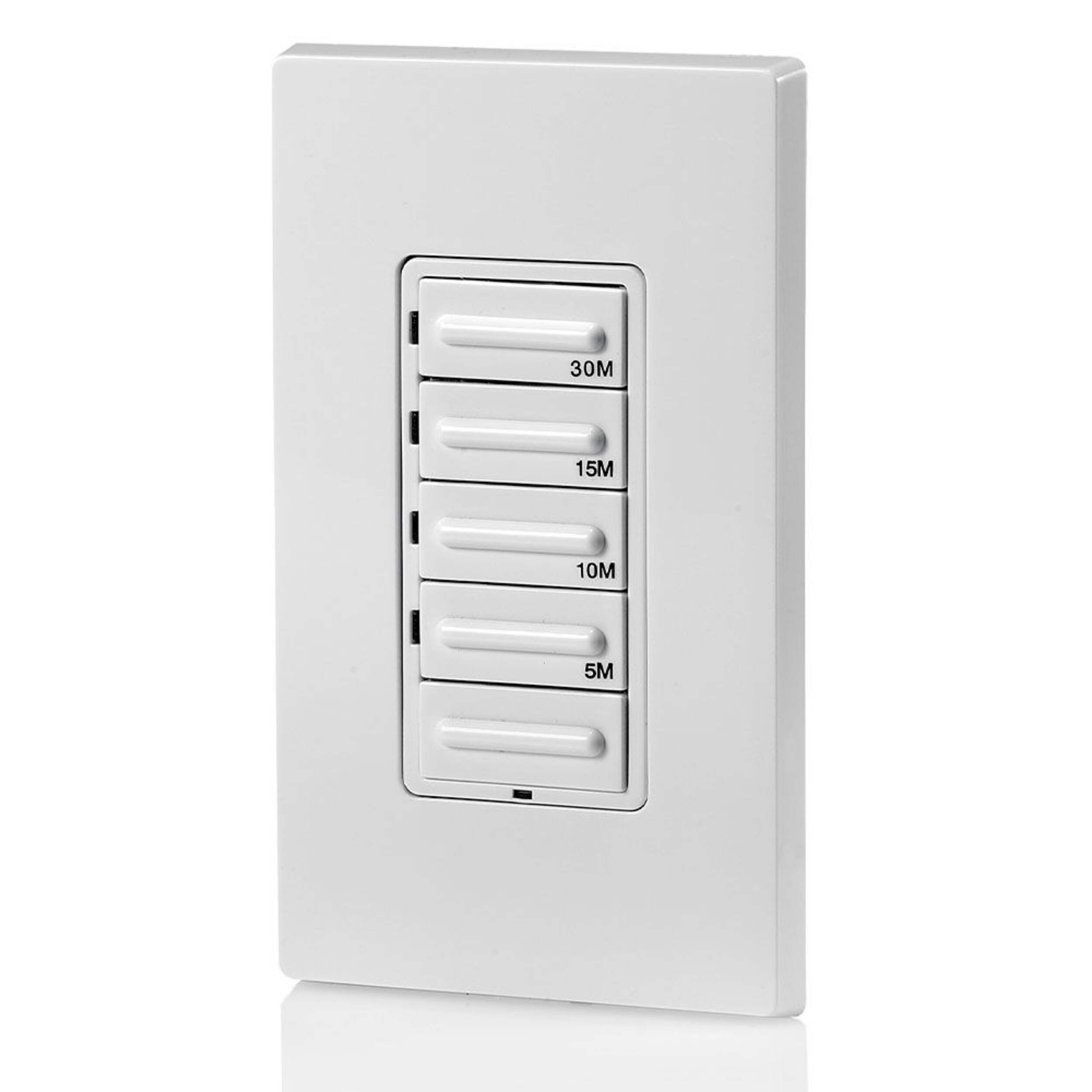 Leviton LTB30-742 Decora® 30-Minute Countdown Timer Switch with Wallplate, White Front_Three_Fourths_Angled_Left