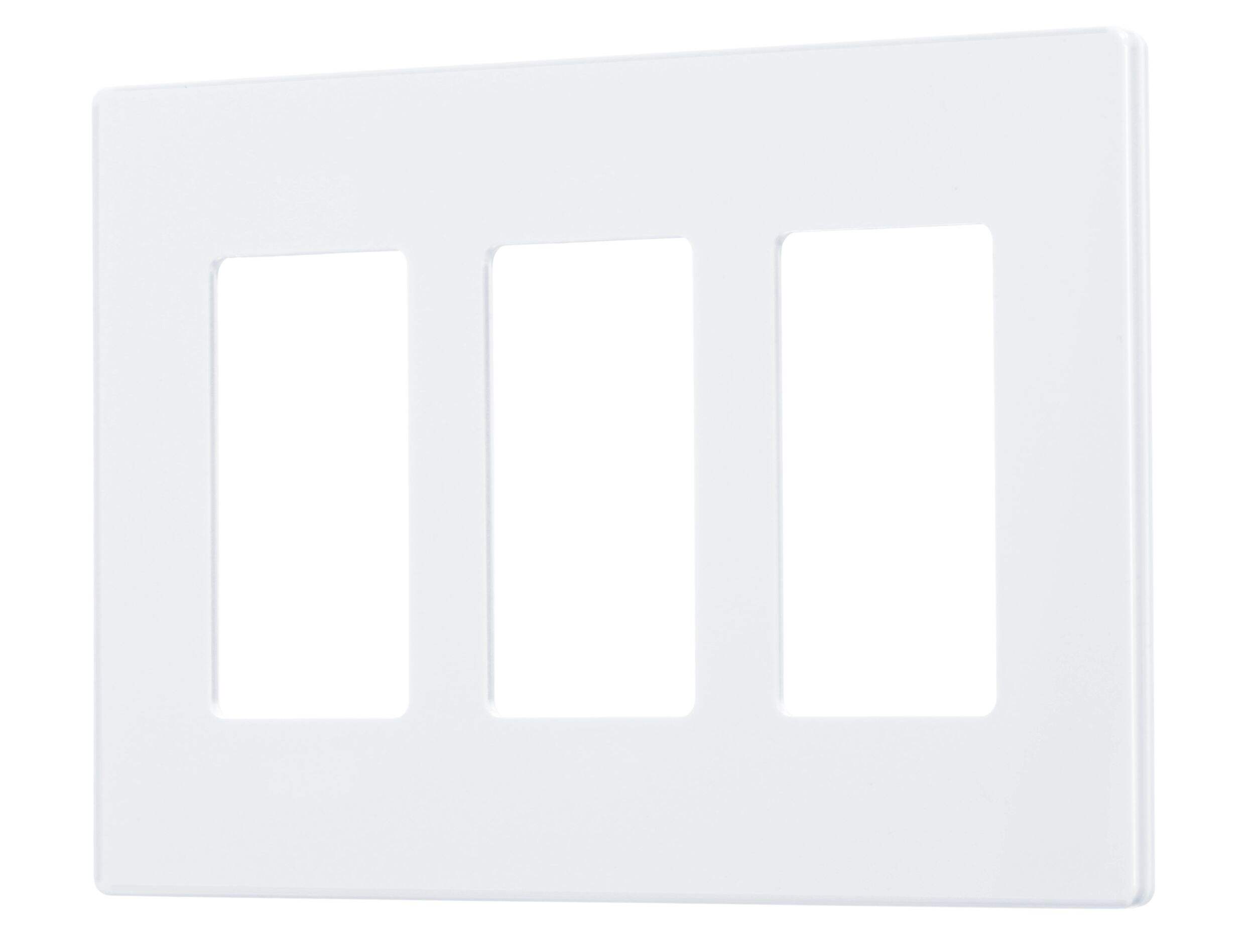 Decorator Screwless Snap-On Wallplate, 3 Gang, White Front_Angled_Left