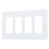 Decorator Screwless Snap-On Wallplate, 4-Gang, White Front_Angled_Left