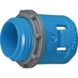 Adaptateur mâle Leviton 37219-701 ENT avec contre-écrous, bleu, 3/4 po Front_Angled_Left