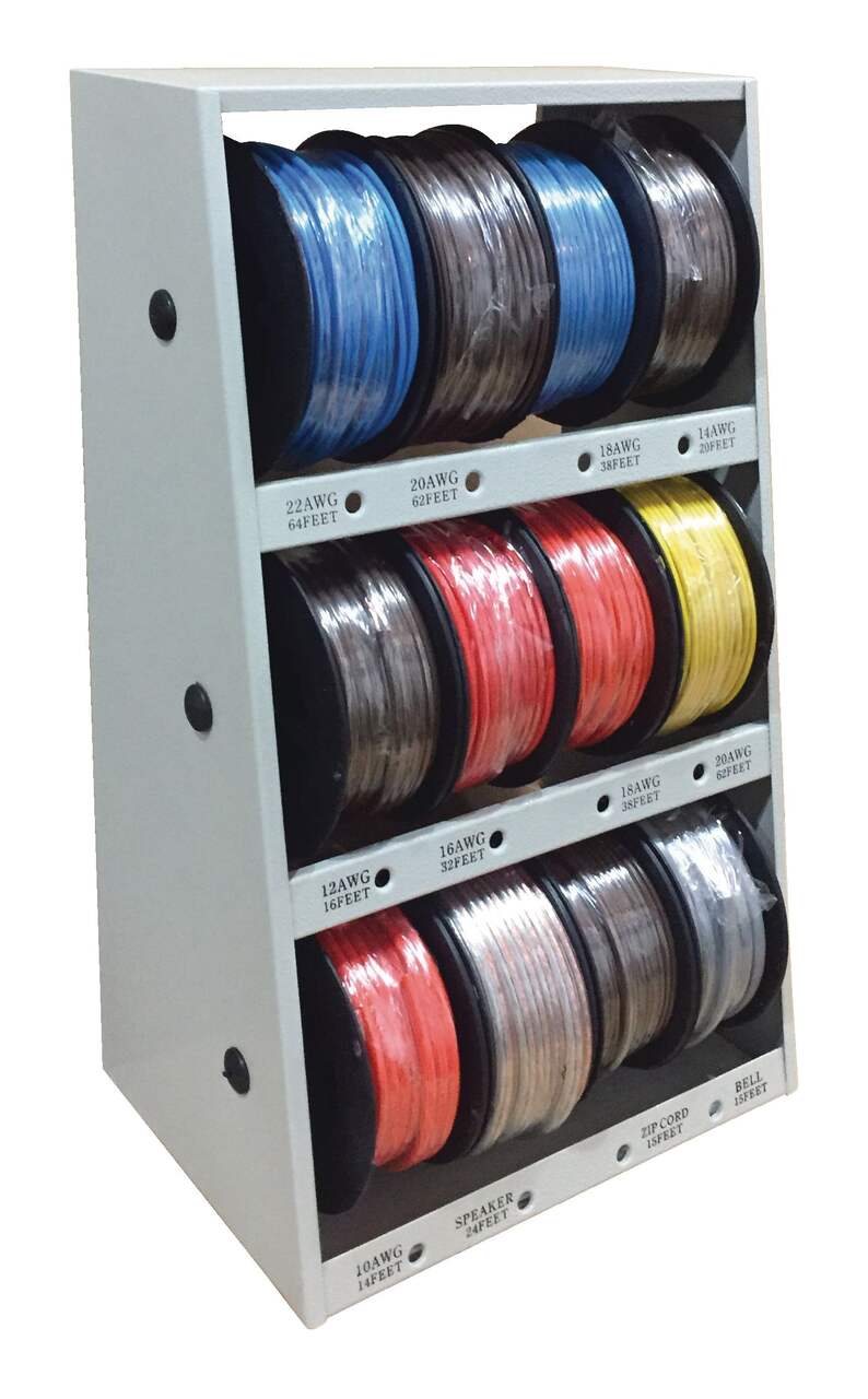 Trousse d'étuis à dévidoir de fil métallique KMC avec 12 bobines, 400 pi,  fil de cuivre de haute qualité, calibre 10 à 22 AWG, paq. 12