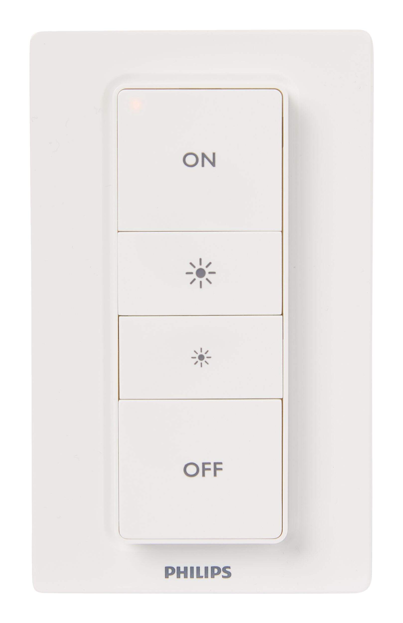 PHILIPS Hue 562777 Smart LED Wireless Dimmer Switch and Remote (2nd Generation), Installation-Free, White Front_Flat