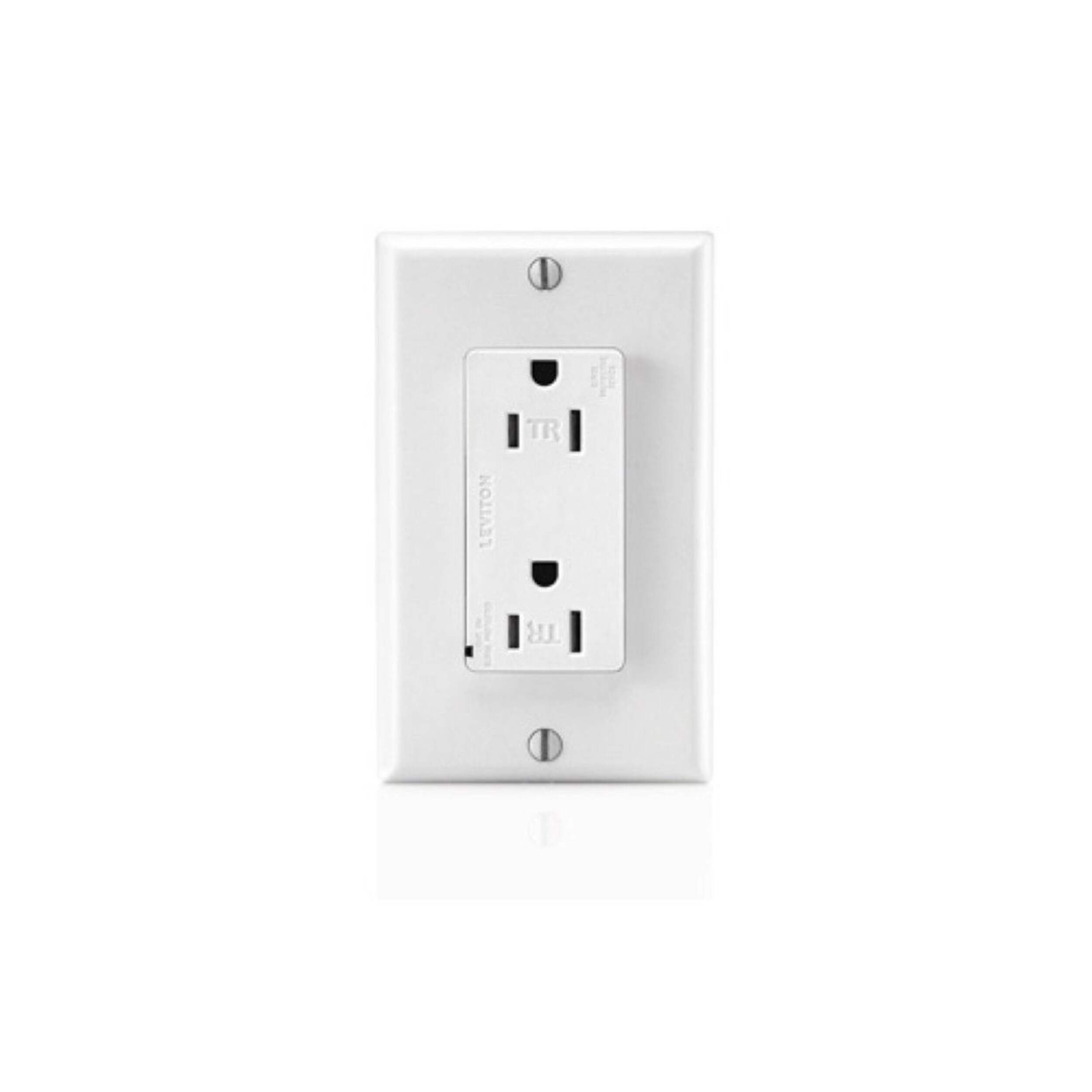 Leviton T5280-732 Decora Tamper-Resistant Surge Protective Duplex Receptacle, 15A, 120V, White Front_Flat