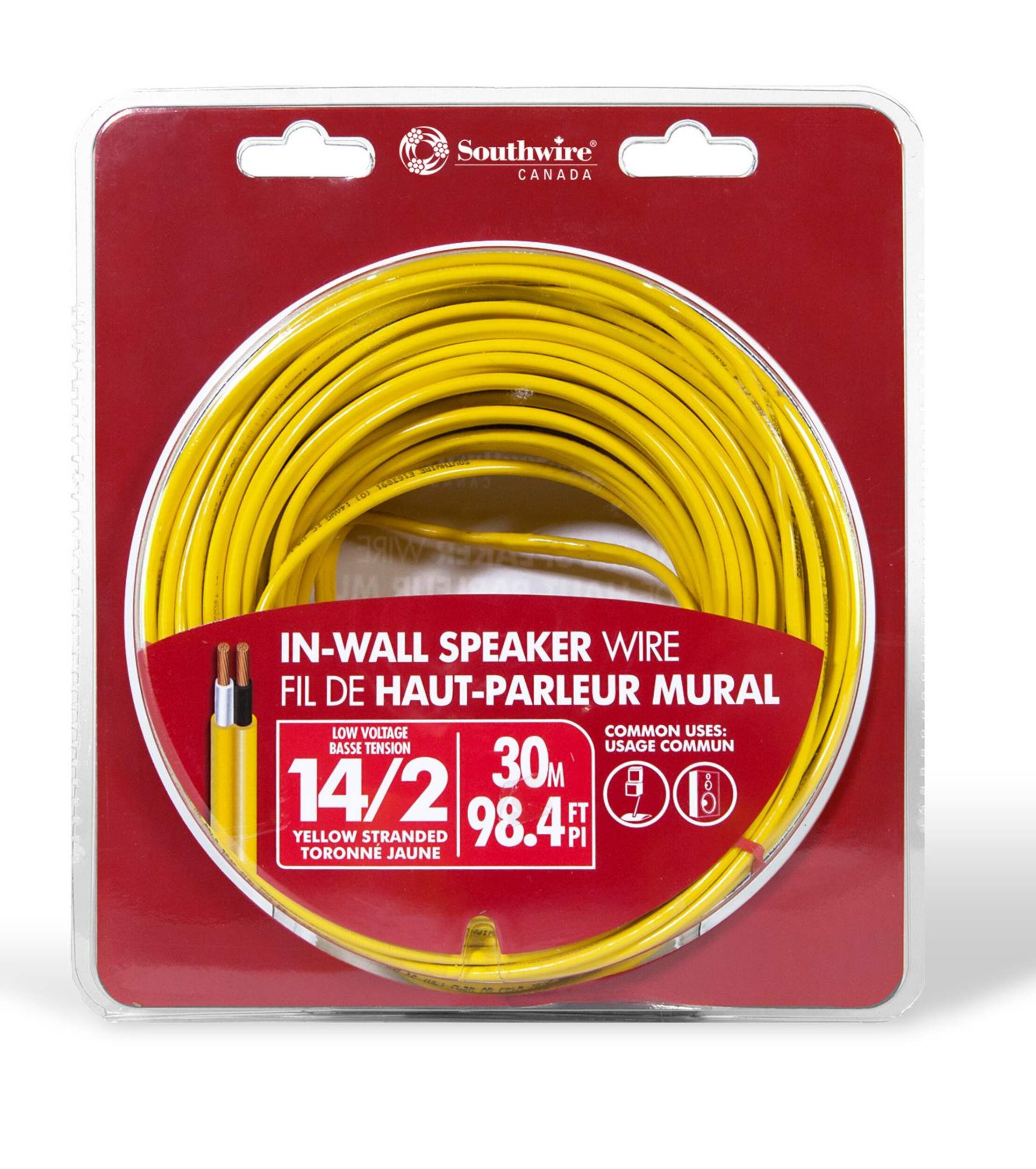 Southwire 56911950 InWall Speaker Wire, 142, Yellow, 98.4ft