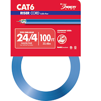 Southwire 56918943 CAT6 Riser Data Cord/Cable, 24/4, Blue, 100-ft Front_Flat