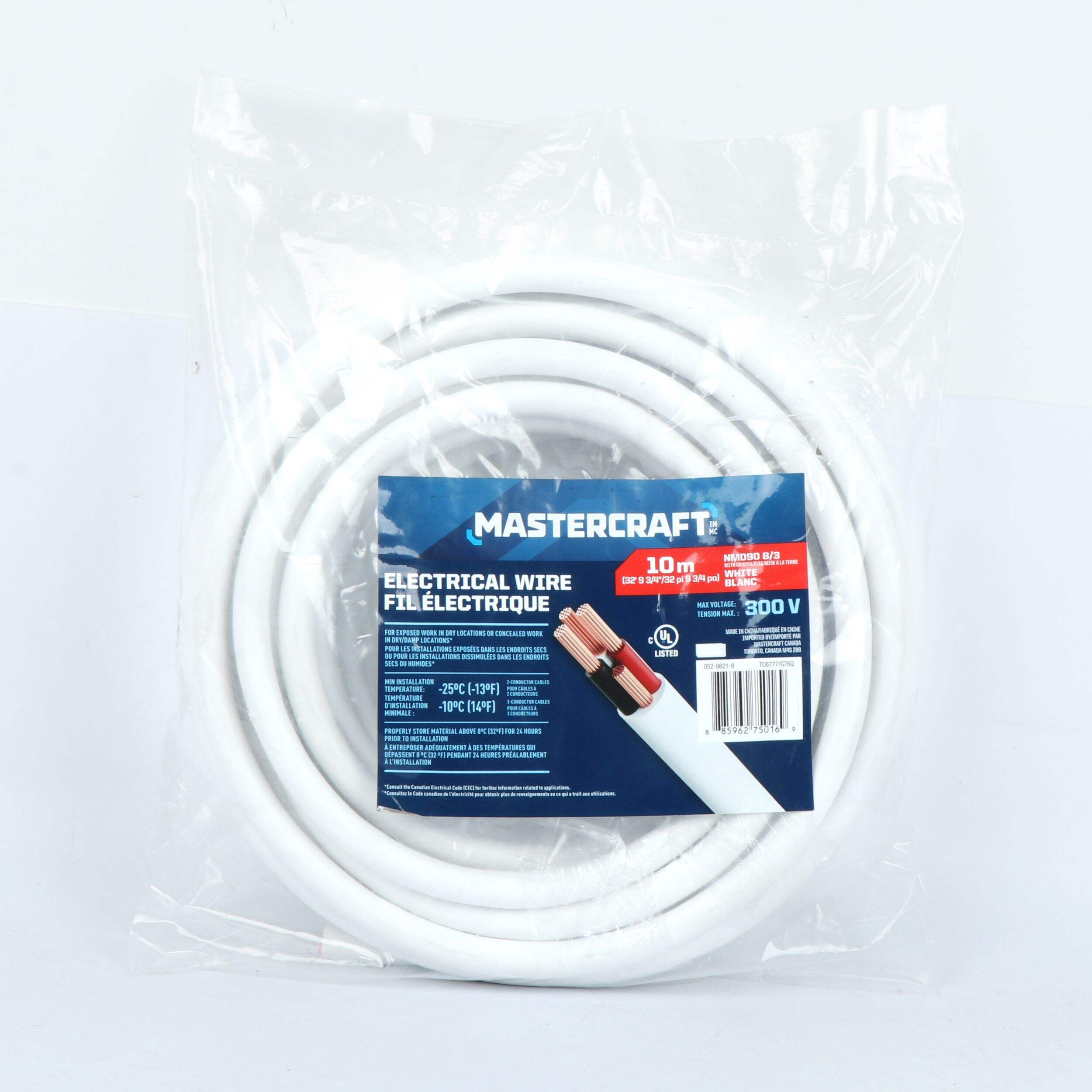 NMD90 Copper Wire Electrical Cable, 8-3, White, 32.8-ft Front_Flat