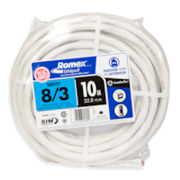 NMD90 Copper Wire Electrical Cable, 8-3, White, 32.8-ft