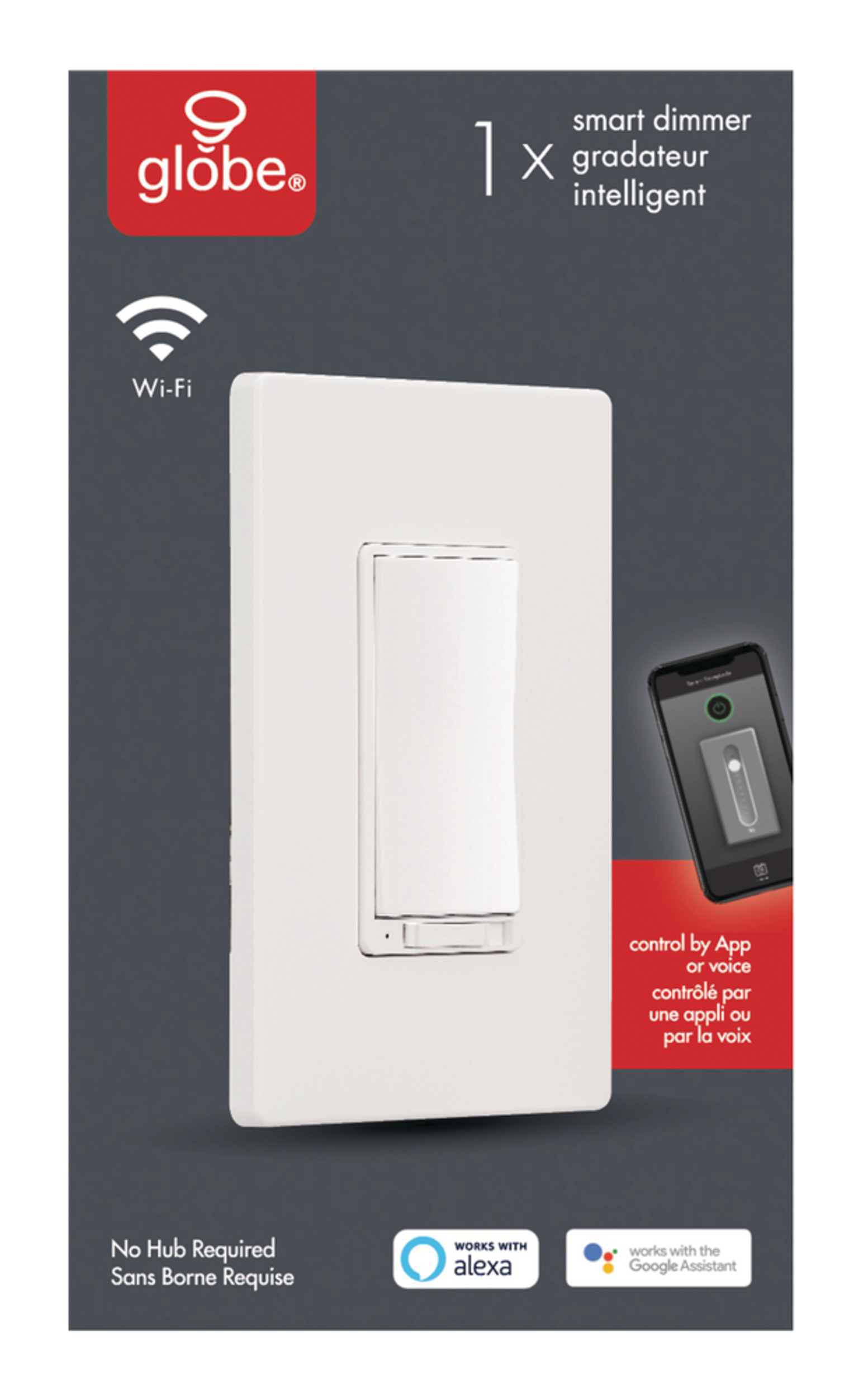 Globe Electric 50023 WiFi Smart Dimmer Switch, No Hub Required, Voice