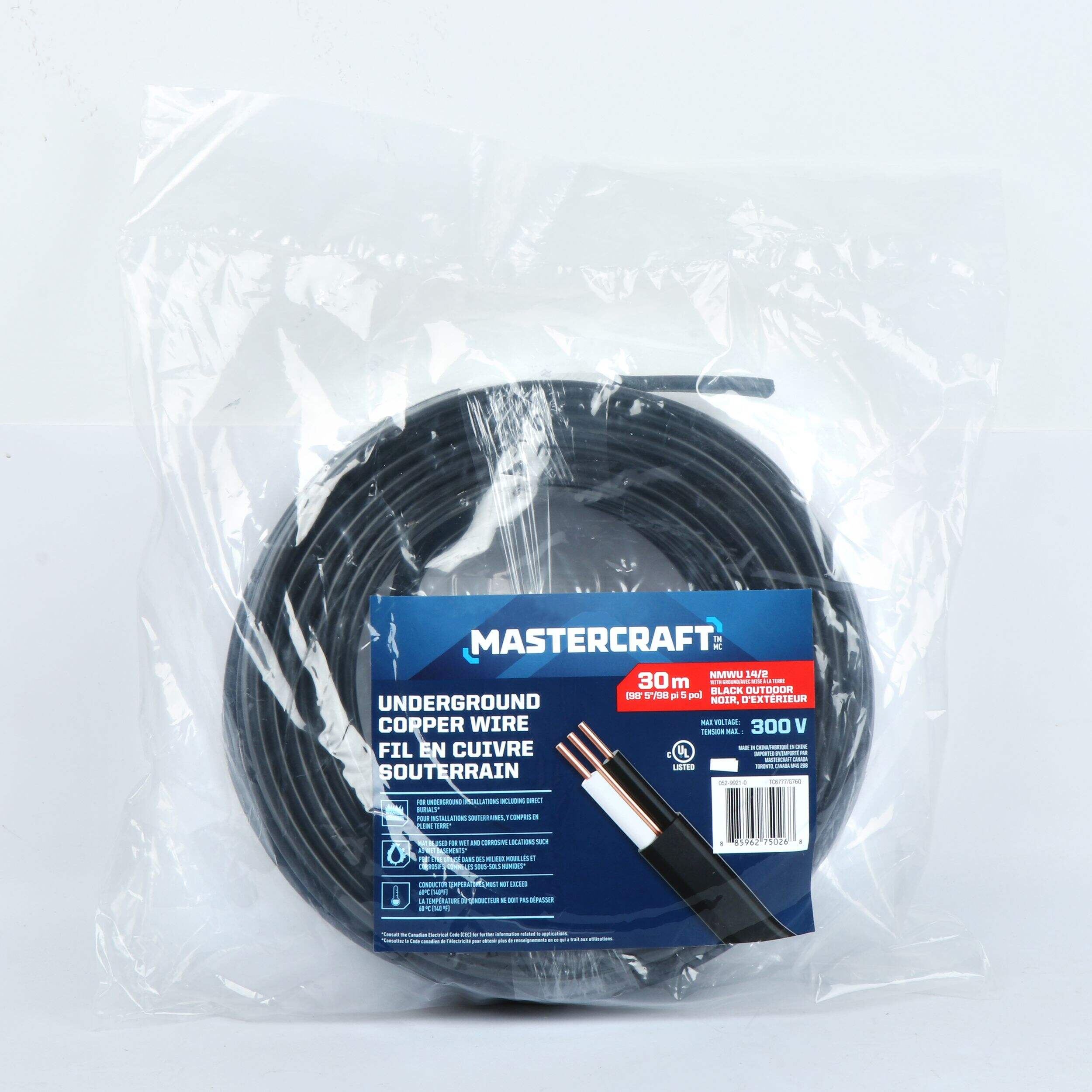 Fil électrique de construction en cuivre Southwire 47184730 NMWU, 14/2, noir, 98,4 pi Front_Flat